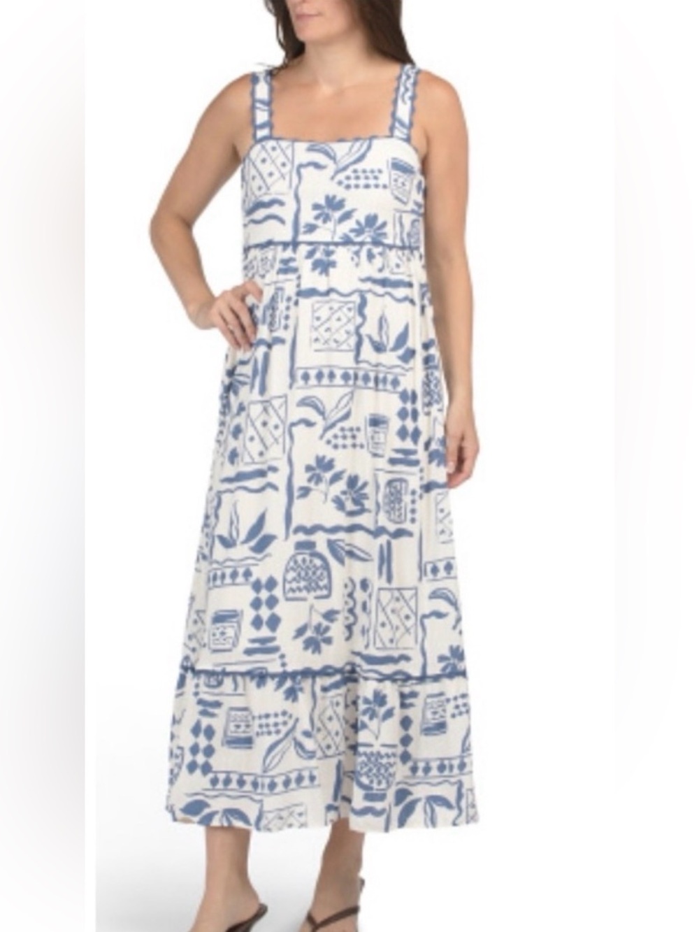 Calypso St. Barth Women's Blue & White Printed Dress, Size M